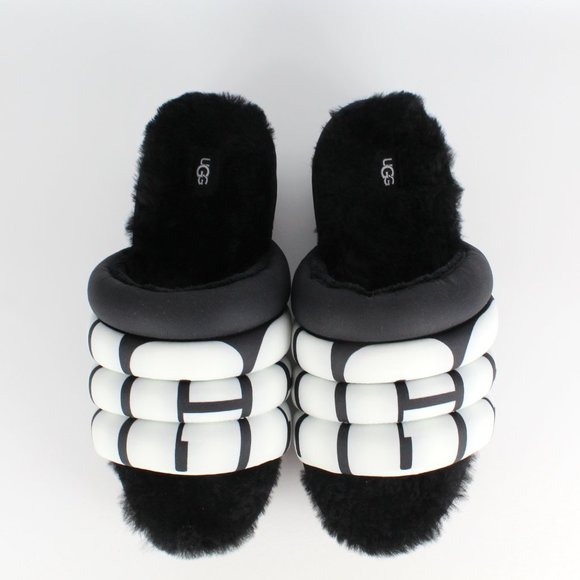 NEW UGG Maxi Genuine Shearling Sporty Logo Slide Sandals, - Picture 5 of 14